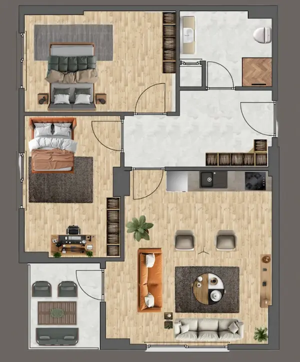 Asil Park — 2+0 kat planı