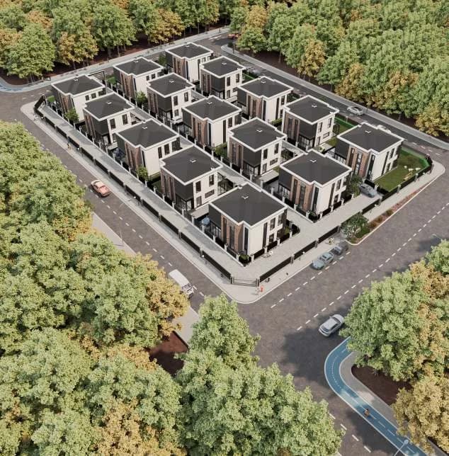 Safir Garden Villas — 15 villalık sitenin havadan görünümü